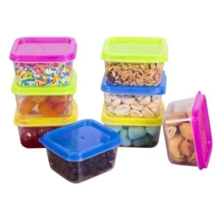 Jogo Com 8 Mini Pote Quadrada Com Tampa Para Doce Papinha Arzenamento Para Congelador
