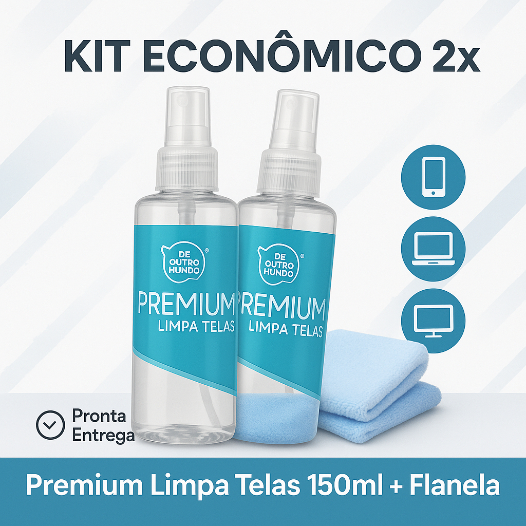 limpa telas 150ml + pano Microfibra kit 2 Limpa tela Celular Tv notebook Tablet