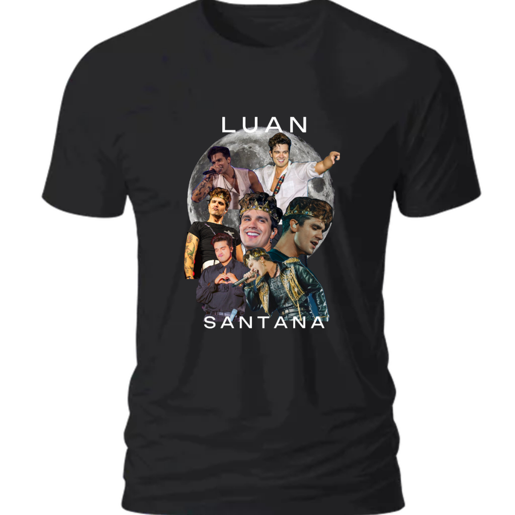Chat crie um titulo e uma descrição com palavras chaves Camiseta unissex  100 % Algodão  Luan Santana fotos