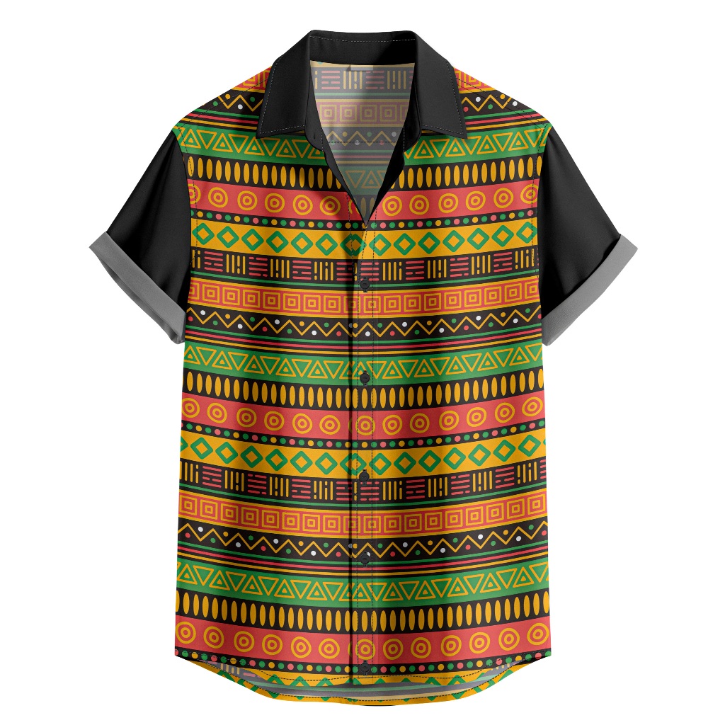 Camisa De Botão Tribal Reggae Unissex – Estilo Étnico E Vibrante [Ref-020]