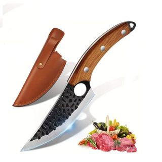 Faca Cutelo Artesanal para Churrasco, Lâmina em Aço Inox Premium, Cabo em Madeira