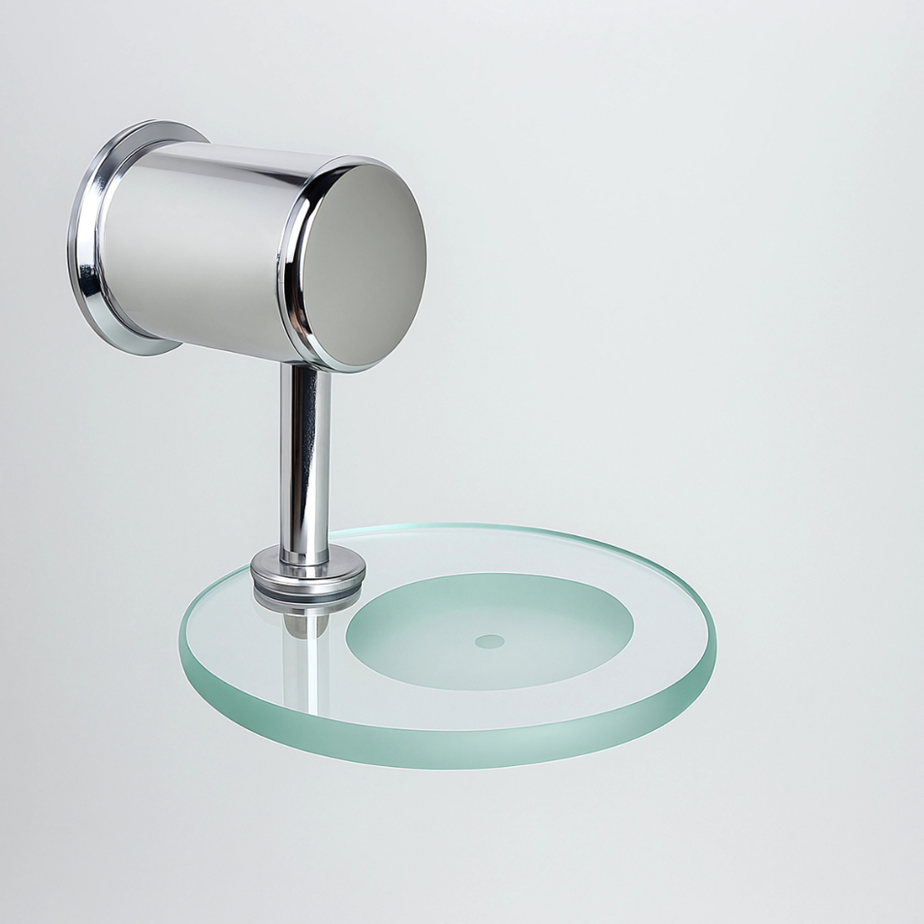 Saboneteira de Vidro 8mm Luxo Porta Sabonete de Parede Fixação Dupla Redonda