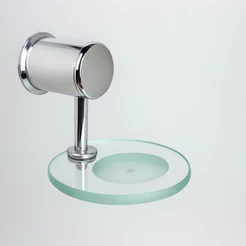Saboneteira de Vidro 8mm Luxo Porta Sabonete de Parede Fixação Dupla Redonda
