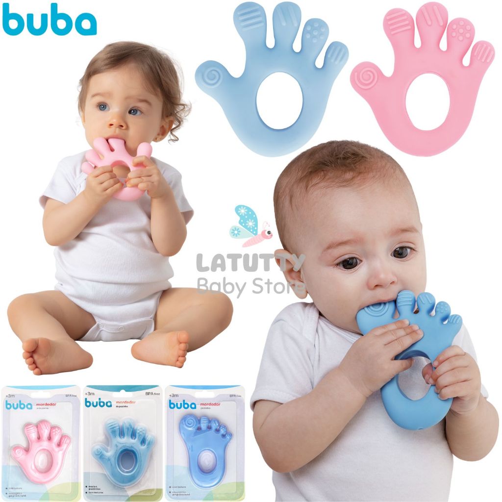 Kit Mordedor Para Bebê Buba Silicone Brinquedo Bebe Massageador