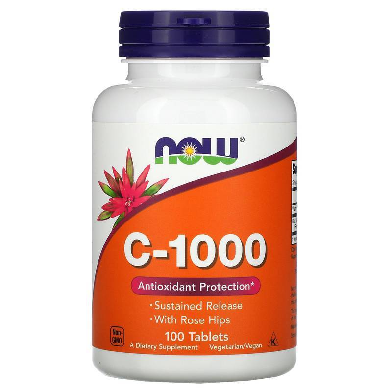 C-1000 Vitamina C Com Rosa Mosqueta 1000mg 100 Comprimidos Liberação Gradual - Now Foods