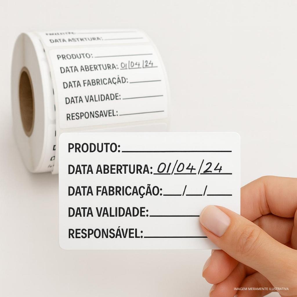 Etiqueta Anvisa Validade Alimentos BOPP 60x40mm – Rolo 500/1000 Unid Delivery Restaurantes Marmitex