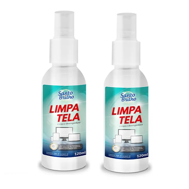 Limpa Telas e Lentes de óculos e câmeras fotográficas LCD LED TV Noteboock Smartfone Santo Brilho 120ml em Oferta na Shopee