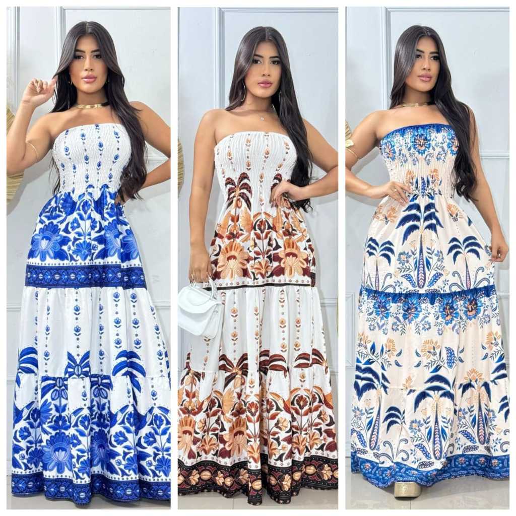 Vestido Estampado Azul na Black Friday 2025 | BuscaProdutos