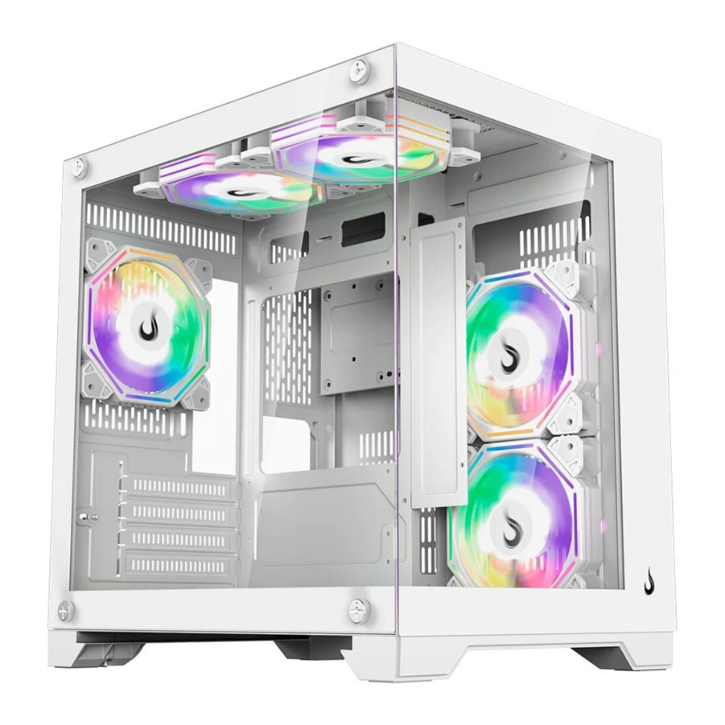 Gabinete PC Gamer Aquario | Rise Mode | Glass M Mini White | Branco S/fan Compacto | M-ATX
