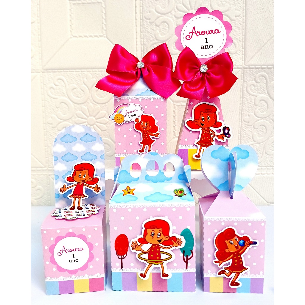 Kit 15 caixas 3 PALAVRINHAS ROSA personalizado + BRINDE / Caixinhas para festa infantil / Lembrancinha de aniversário