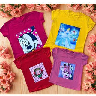 Kit 4 Camisetas Infantis Menina Verão Estampas Blusas Fofas Premium Veste 1aos10 anos Envio Imediato em Oferta na Shopee