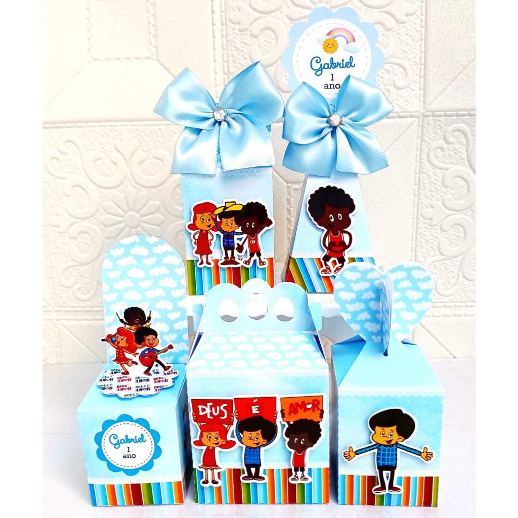 Kit 15 caixas 3 PALAVRINHAS personalizado + BRINDE / Caixinhas para festa infantil / Lembrancinha de aniversário