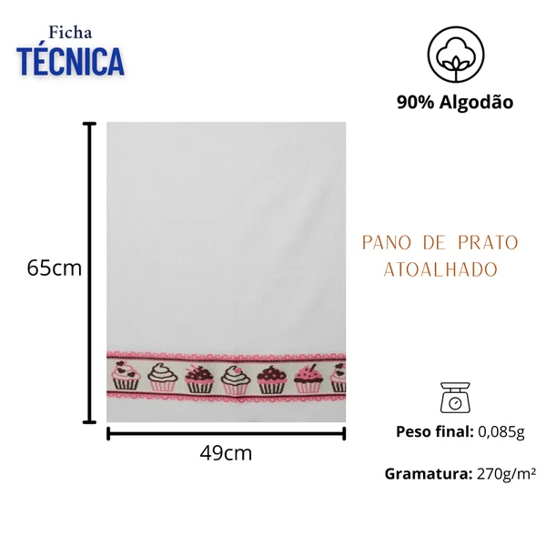 Jogo/Kit 10 Panos de Prato Copa Atoalhado Cozinha Grande Algodão Linha Premium Gourmet OSLO