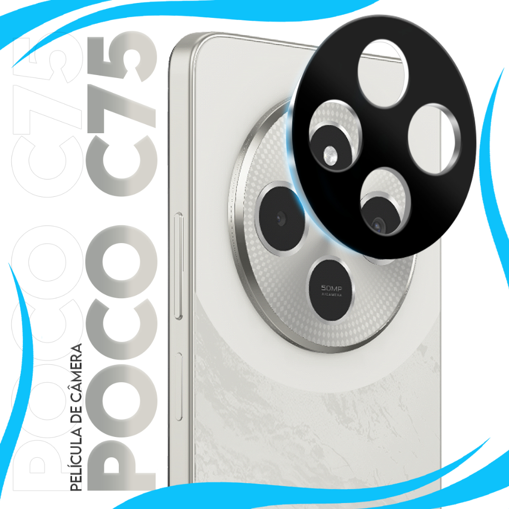 Kit Película Protetora Lente Traseira Vidro Temperado 3D De Câmera Compatível para Xiaomi Poco C75 tela 6.88 pol em Oferta na Shopee