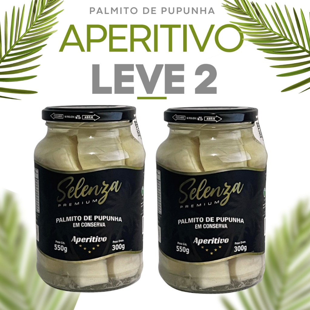 Kit 2 Palmito Em Conserva Pupunha Petisco Aperitivo Premium Selenza