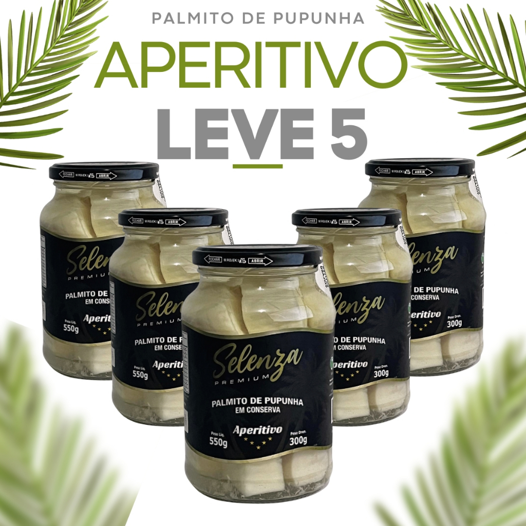 Kit 5 Palmito em Conserva Pupunha Petisco Aperitivo Salada Selenza Premium