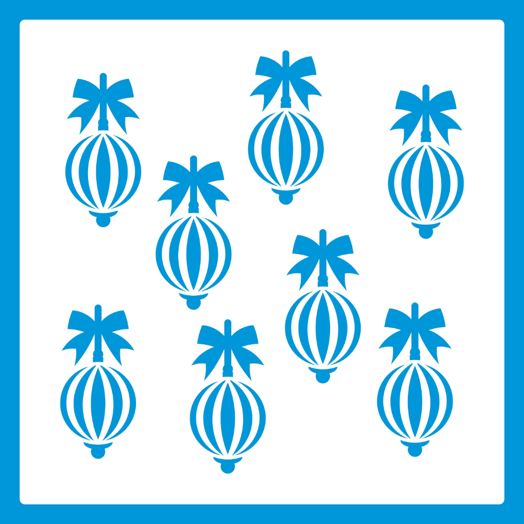 Stencil 14 X 14 BOLAS DE NATAL Molde Vazado Para Pintura Em Tecido Mdf Madeira Parede Pano de Prato