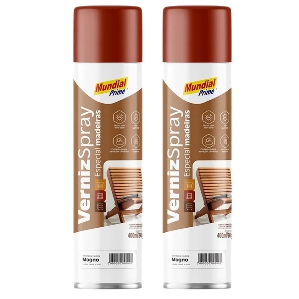 KIT 2 UNIDADES - Verniz Spray Para madeira 400ml Mundial Prime - Várias cores em Oferta na Shopee
