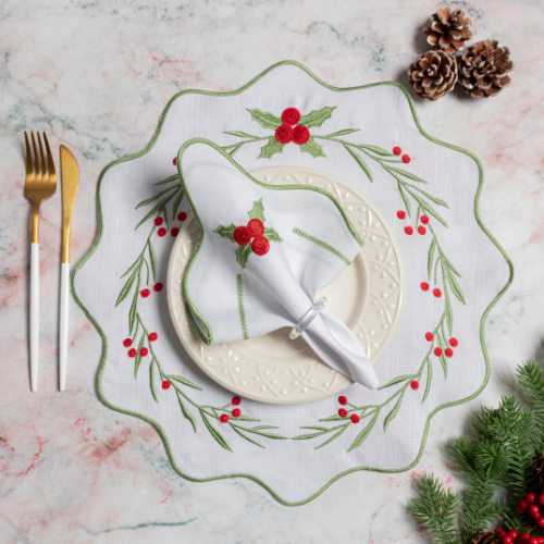 Kit Jogos Americano Especial de Natal Sulplast + Guardanapo Bordado Para mesa de 2 , 4 , 6 e 8 Lugares