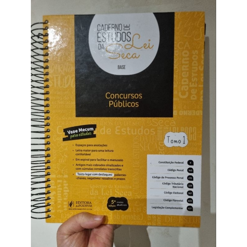 livro concurso público caderno de estudos lei seca