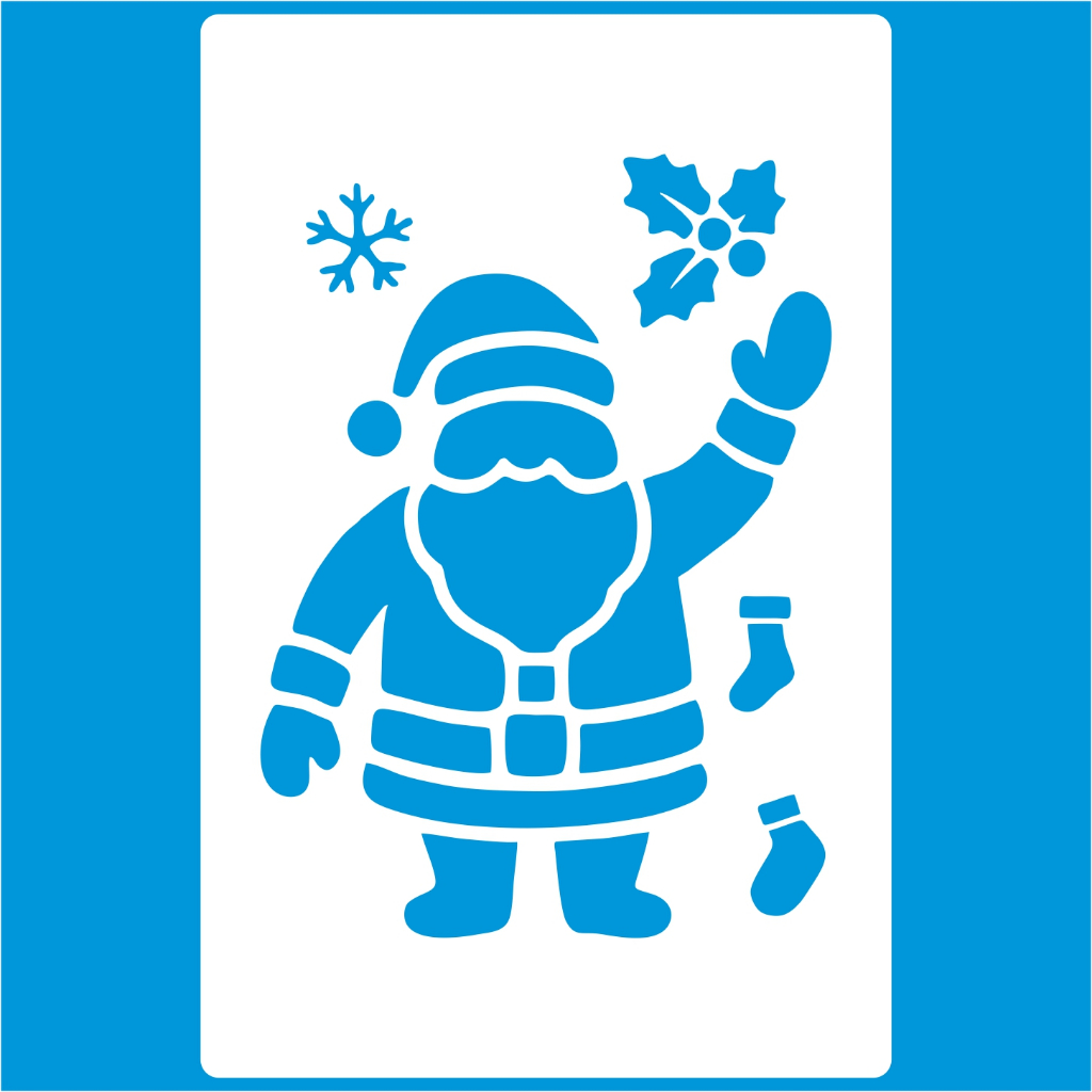 Stencil 8 x 12 Papai Noel Molde Vazado Pintura Tecido Mdf Madeira Parede Camiseta Pano Prato
