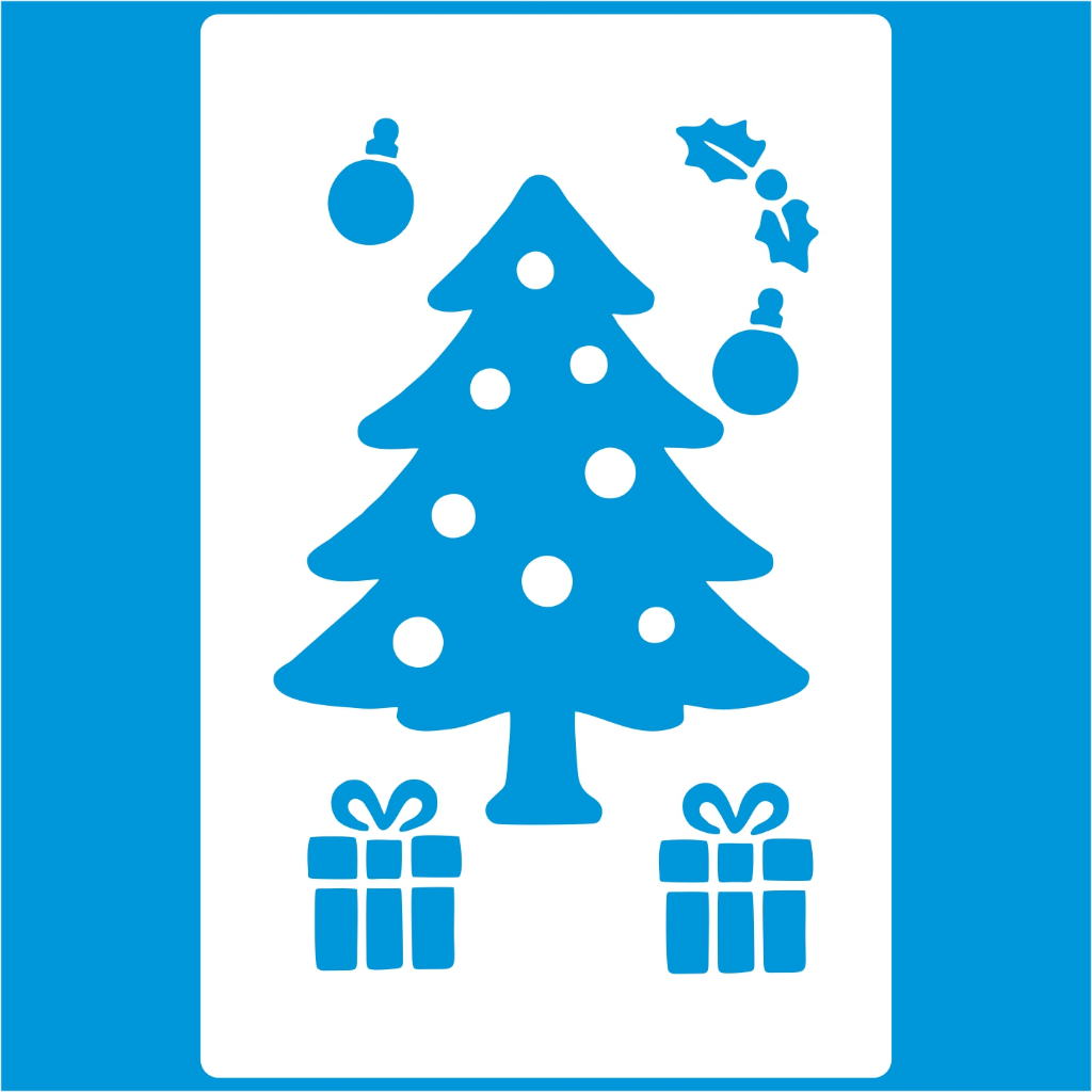 Stencil 8 x 12 Arvore de Natal Molde Vazado Pintura Tecido Mdf Madeira Parede Camiseta Pano Prato