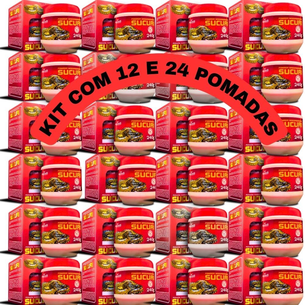 Kit Pomada Sucuri Apinil 240G 12 Pomadas e com 24 Unidades Alívio Muscular e Articular Gel Massagem em Oferta na Shopee