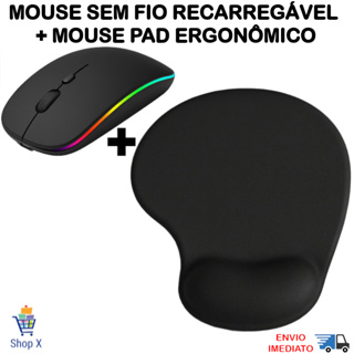 Kit Mouse Sem Fio Recarregável + Mousepad Ergonômico Com Apoio De Pulso em Oferta na Shopee