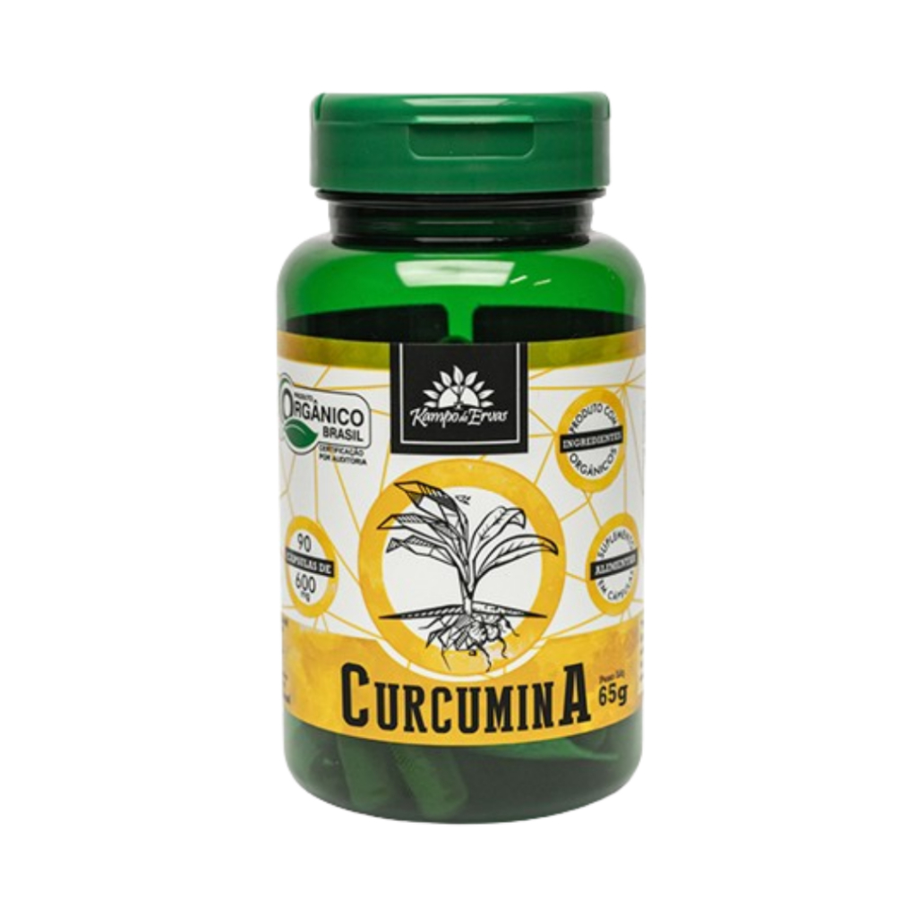 Curcumina Concentrado da Cúrcuma Açafrão Orgânico 90 cápsulas 600mg Vegano Sem Gluten Kampo de Ervas
