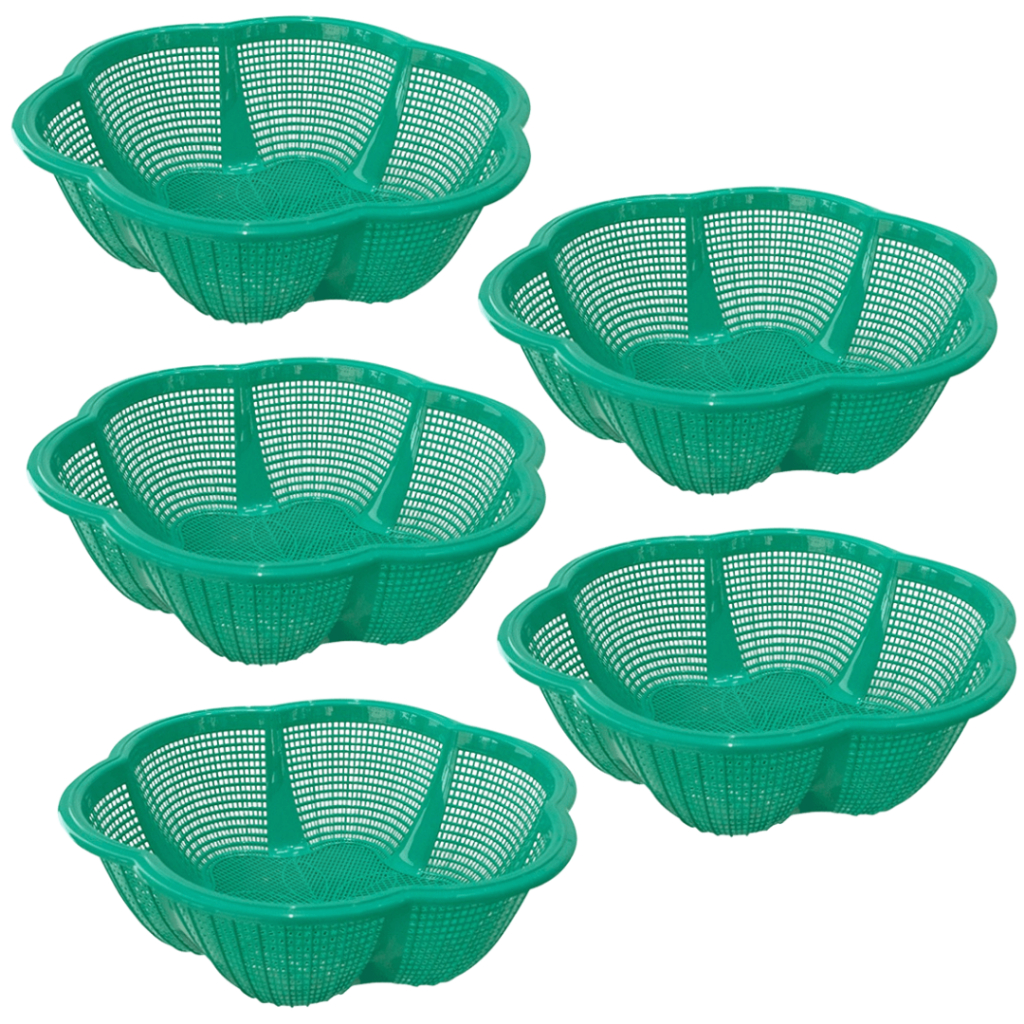 Kit 5 Escorredor de Macarrão Cesto para Lavar Frutas Arroz Legumes Verduras Modelo Flor