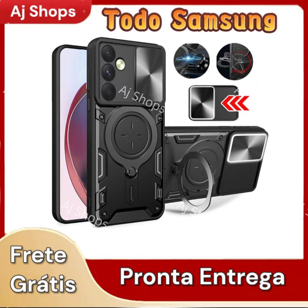 New Capa Para Todos Samsung Galaxy Capinha Case Armadura Militar Suporte 360 Com Proteção de Câmera