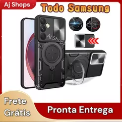 New Capa Para Todos Samsung Galaxy Capinha Case Armadura Militar Suporte 360 Com Proteção de Câmera