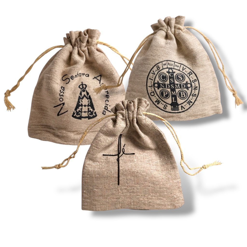 Kit com 12 Unidades Saco Juta Algodão Cru Nossa Senhora Aparecida Fé São Bento Lembrancinha em Oferta na Shopee