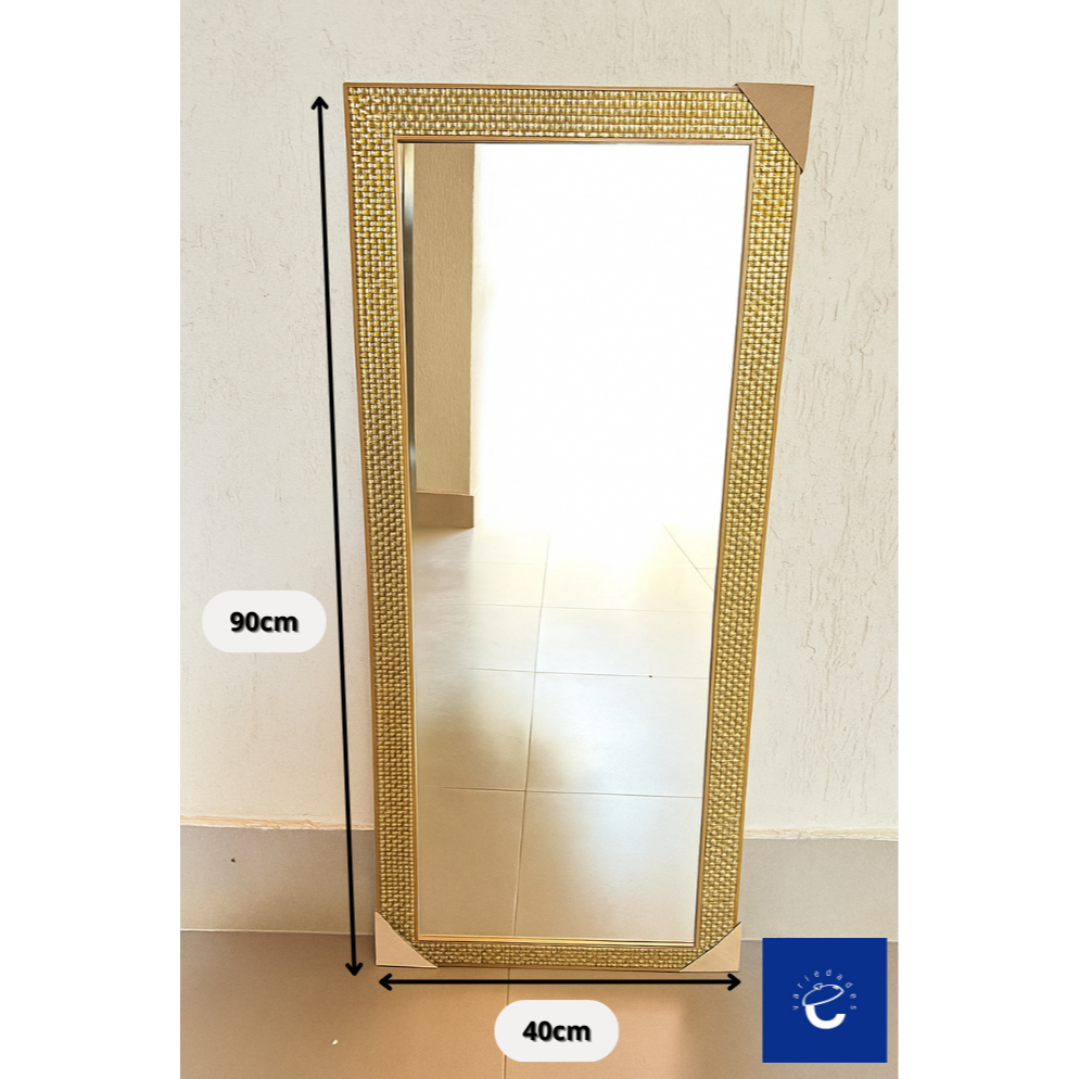Espelho 40x90 Com Moldura Decorativa Em Madeira e Parte Traseira com Eucatex, Sem Grau - marrom, dourado, branco em Oferta na Shopee