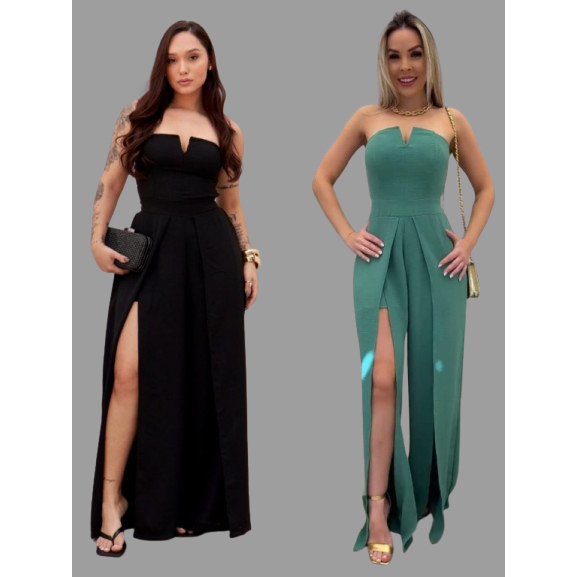 Macacão Feminina Tomara que Caia Elegante Social moda Verao em Oferta na Shopee