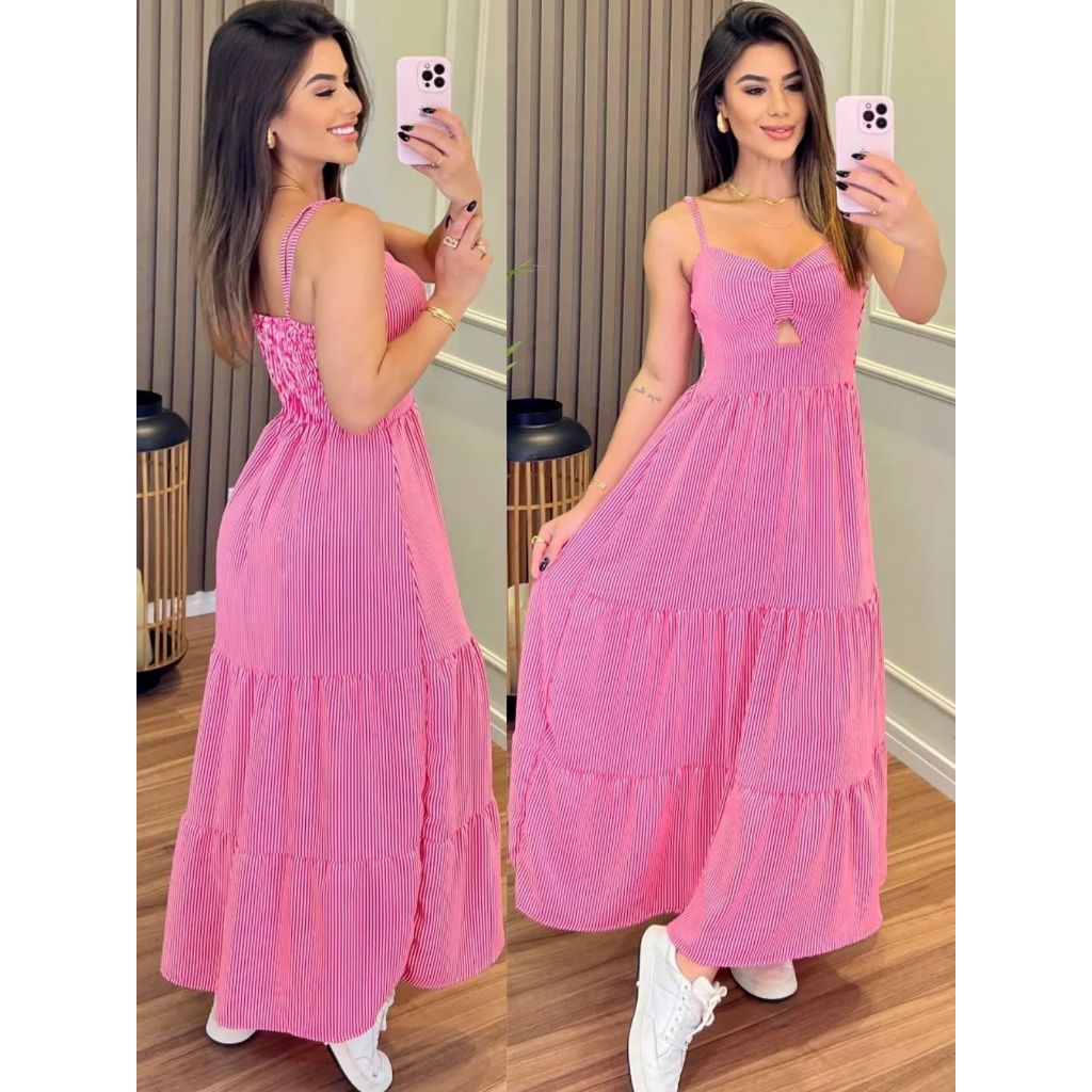 Vestido  Feminino Midi Vestido Elegante de Primavera/verão para Mulheres em Oferta na Shopee