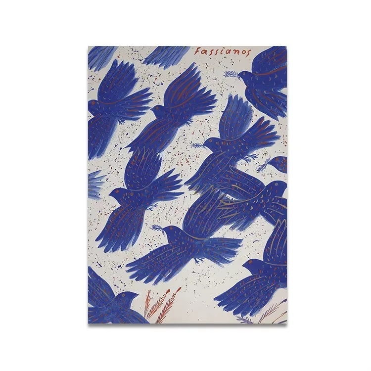 Quadro decorativo Pássaros Azuis – Céu Claro com Pintinhas Delicadas (1 peça)