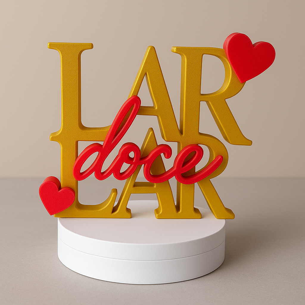 Placa Decorativa Lar Doce Lar 3D 15cm em PLA – Decoração para Casa, Sala e Quarto