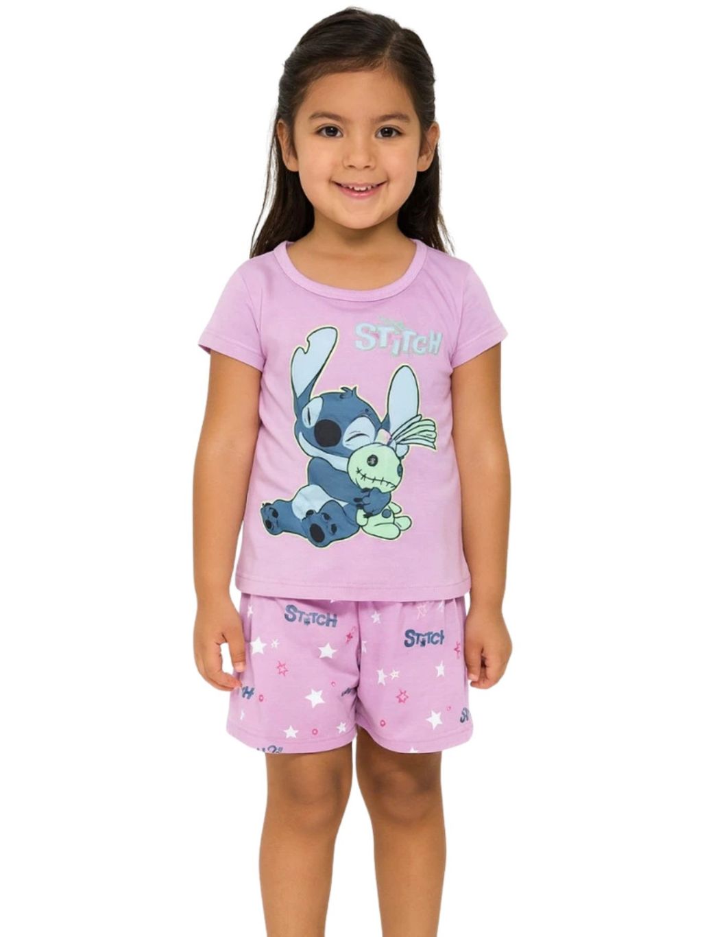 Pijama Menina Confortável Tamanho 2 ao 10 100% Algodão Verão 2 Peças Camiseta + Shorts