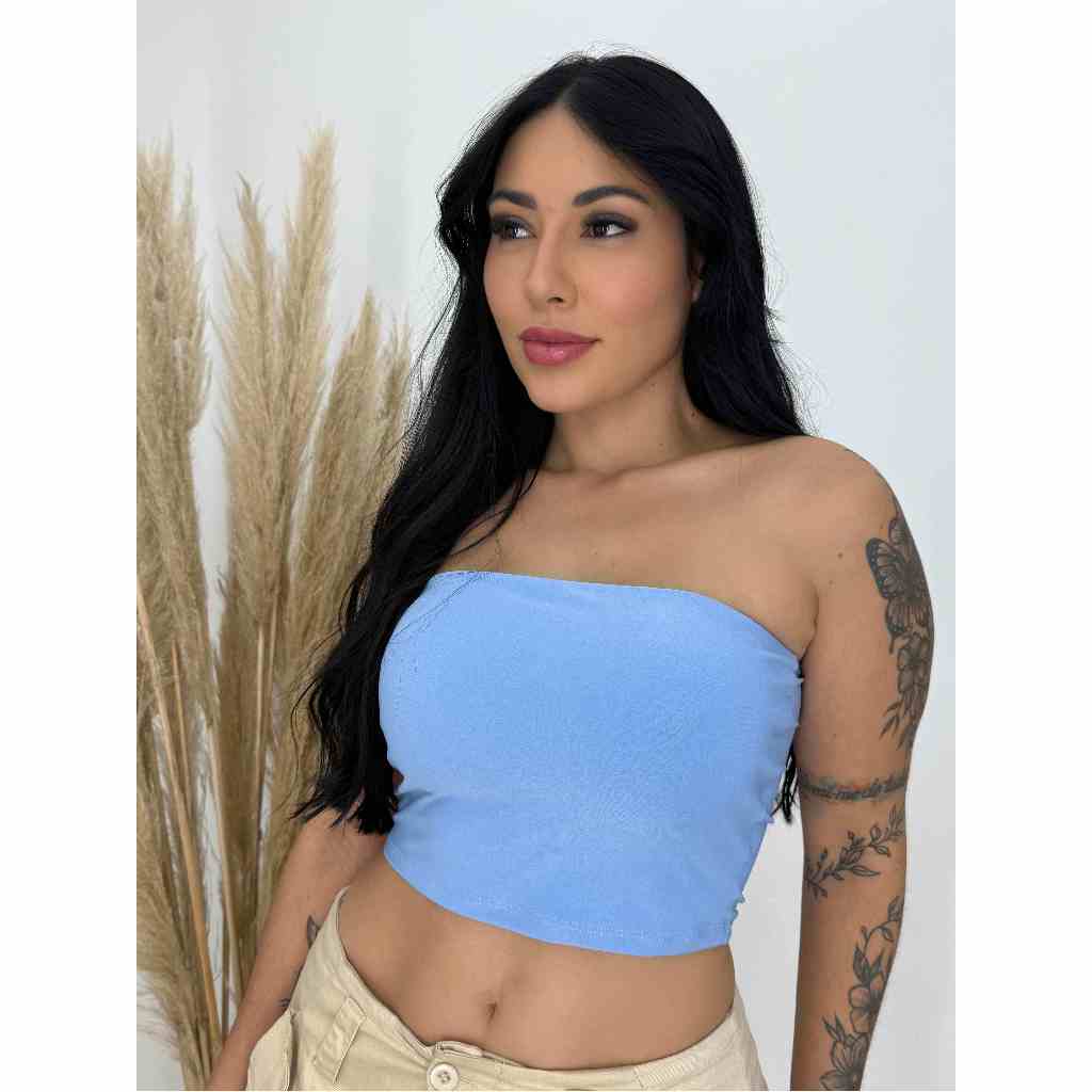 Cropped Feminino Top Faixa Casual Tomara Que Caia Suplex Forro Duplo