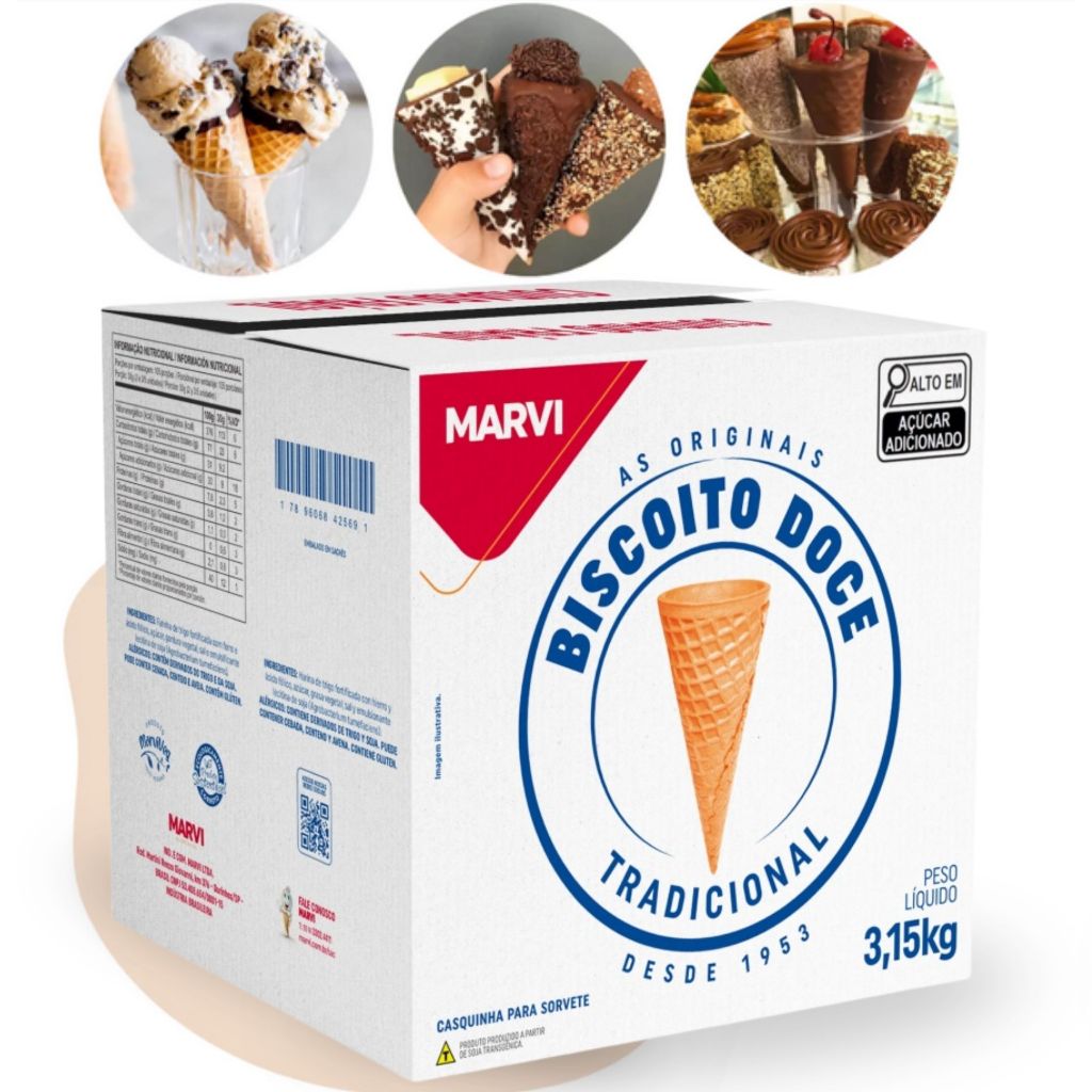 Casquinha Biscoito Doce MARVI Extra Crocante Utilizado Pelo Mc Donaldes -  300 UNIDADES em Oferta na Shopee