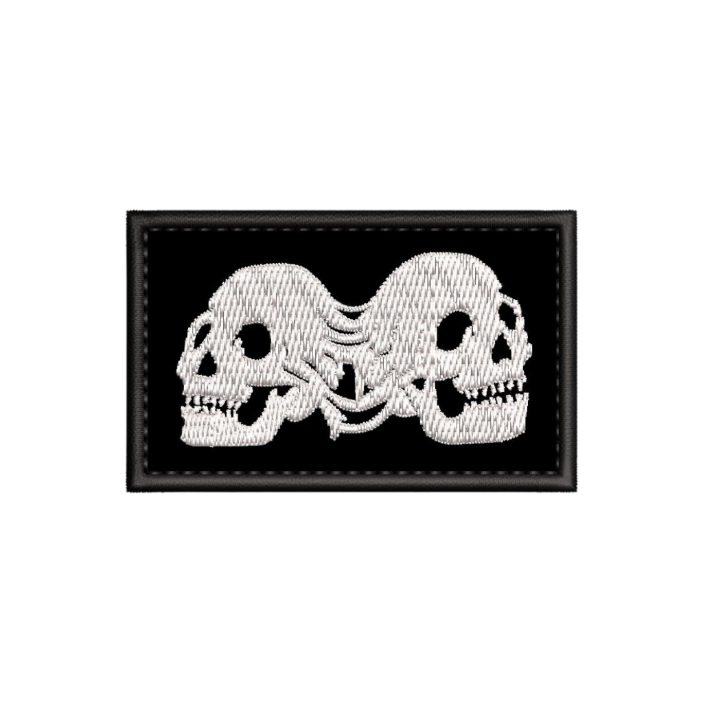 Patch Emblema Forward Caveira Dupla PMC Bordado c/ Fecho de Contato Velcro p/ Mochila Jaqueta Colete