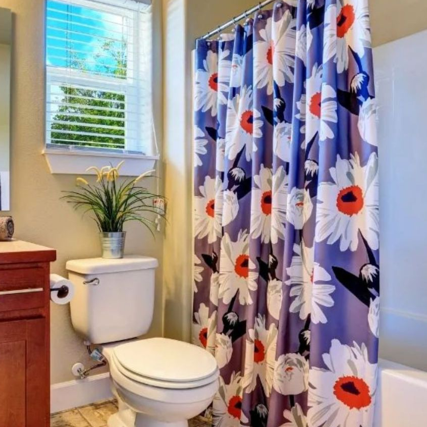 Cortina De Box Para Banheiro Luxo 1,38m x 1,98m Vinil  Varias Estampas Antimofo