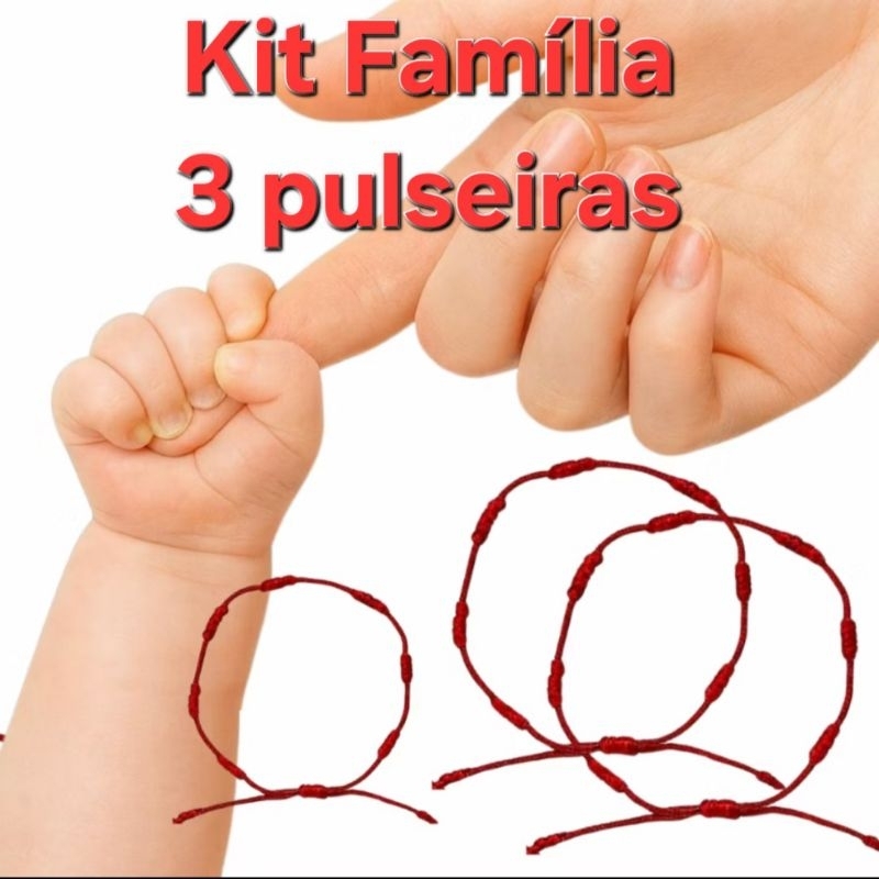 Kit Família pulseira kabbalah 7 nós. 2 adultos 1 criança. em Oferta na Shopee