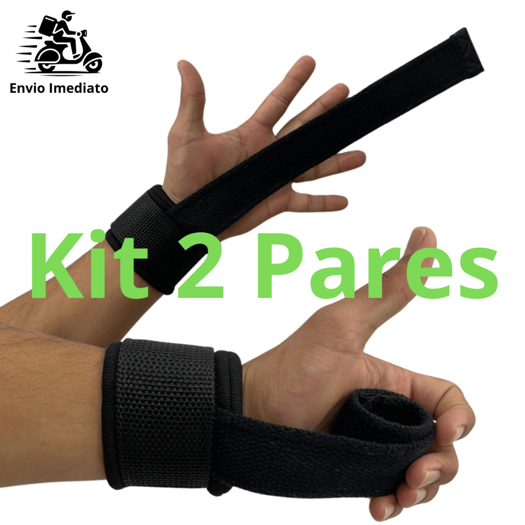 Kit 2 Pares Tala Strap Munhequeira Fitness Profissional Treino Crossfit Academia Levantamento Peso