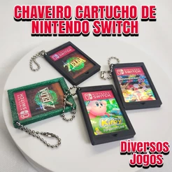 Chaveiro Cartucho Nintendo Switch | 3D com Vinil Holográfico