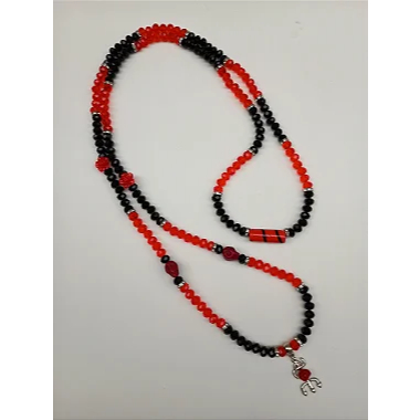 Guia de Proteção Pomba Gira Maria Padilha Cristal Preto Vermelho Fio de Contas Colar Umbanda Candomblé 60cm