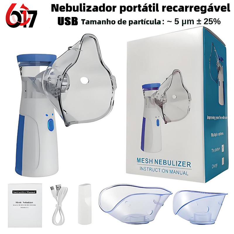 Inalador Nebulizador Ultrassônico Silencioso – Portátil Carregamento USB Uso Adulto e Infantil – N11
