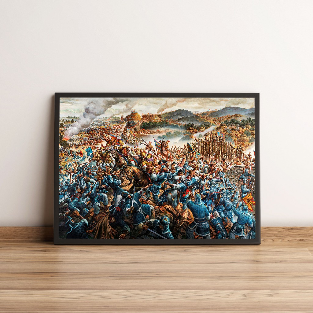 Quadro Batalha Medieval Exército em Confronto Épico 3043