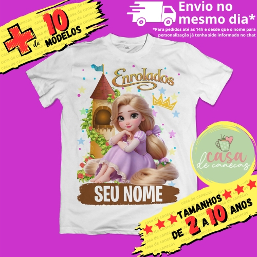 Camiseta Infantil Rapunzel Enrolados com nome (opcional) em Oferta na Shopee